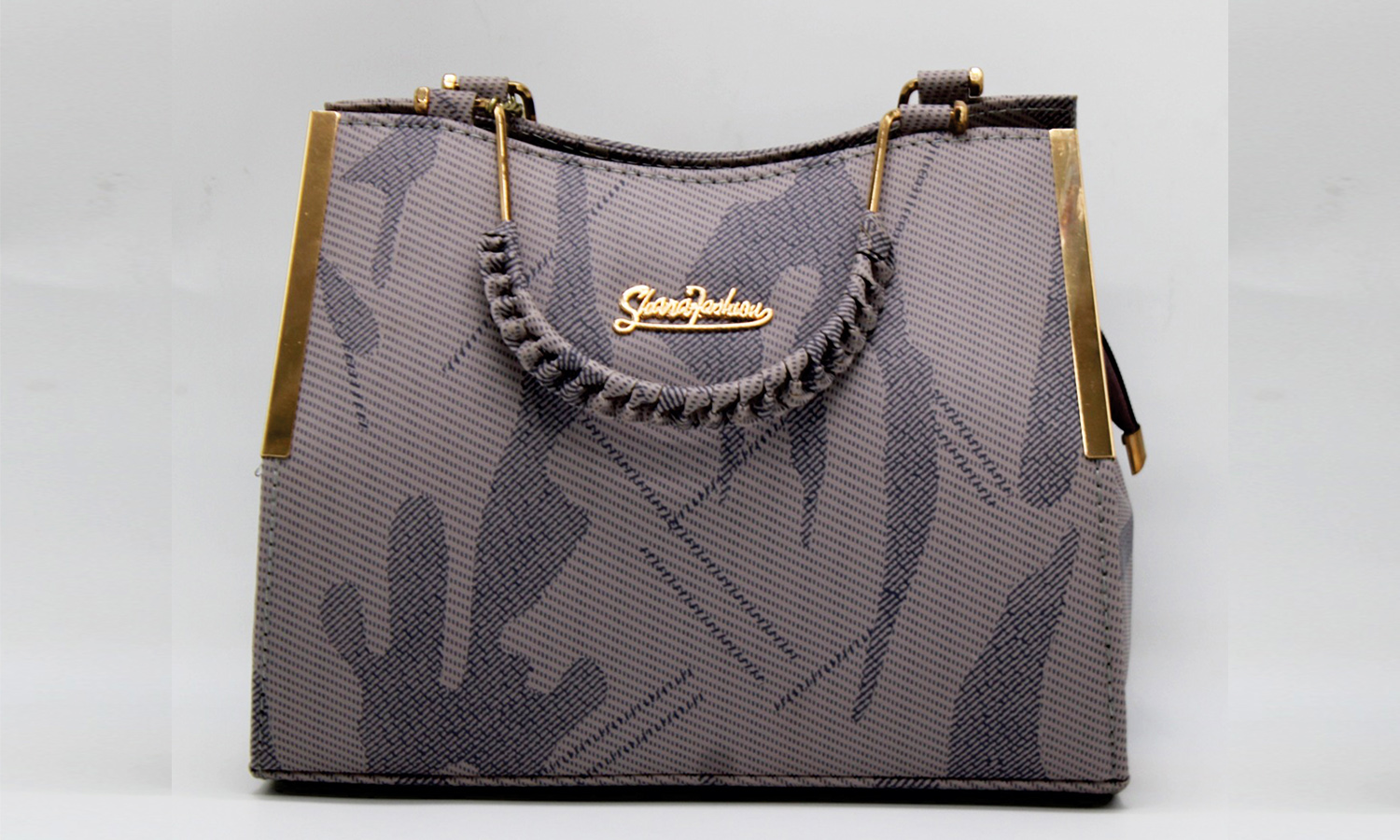 Elegant Grey Patterned Handbag – Stylish & Versatile